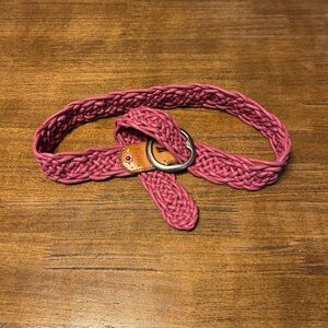Fossil Women’s Braided Pink Leather Flower Belt Size Small